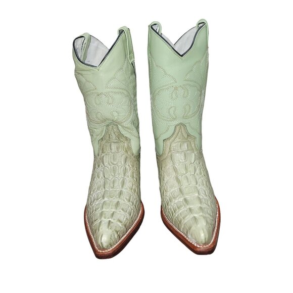 Holster Kids Cowhide Caiman Print Embroidered  Boots Leather Western Cowboy Boot - Picture 2 of 9